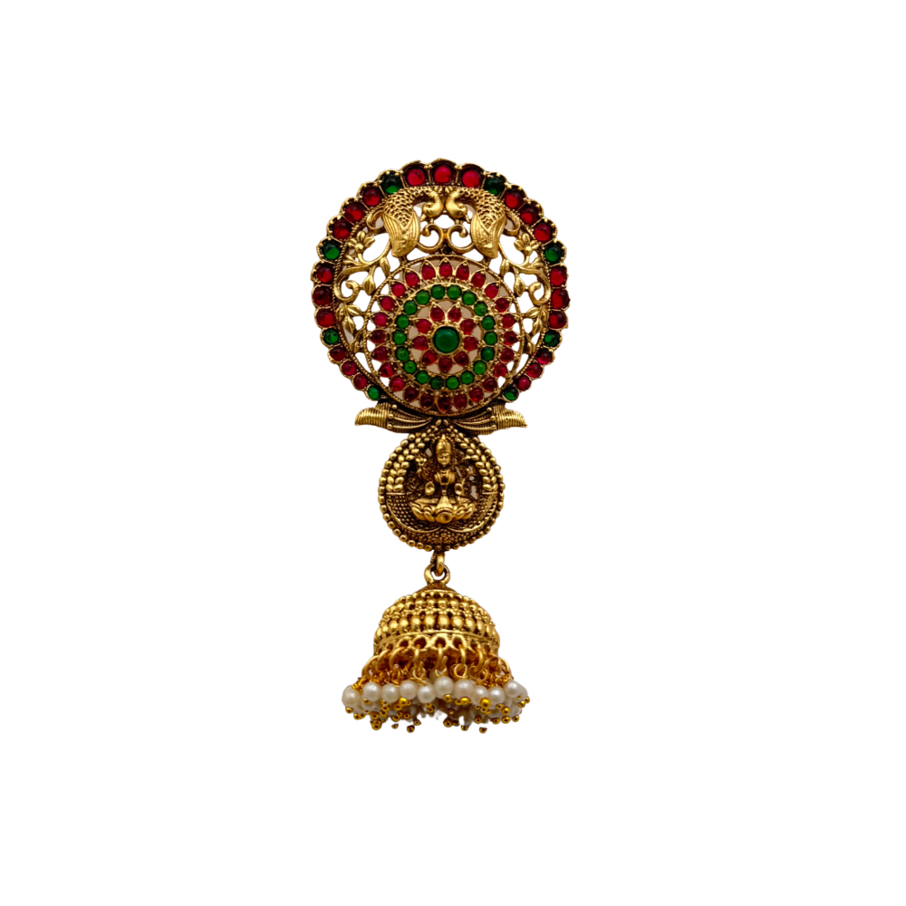 Devi Lakshmi – Gold Plated Matt Finish Traditional Jadai Billa | Hairpins
