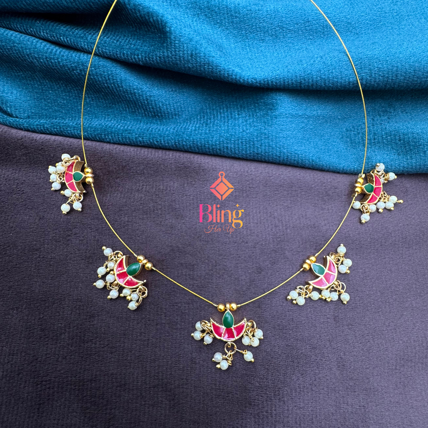 Five-Crescent Charm Illusion Necklace