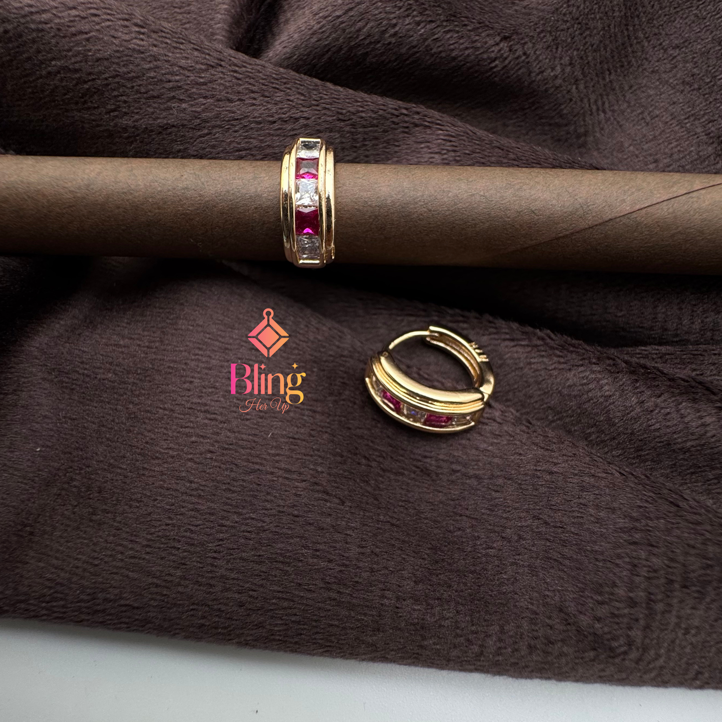 Ruby Ice Gold Hoops – Anti-Tarnish Finish