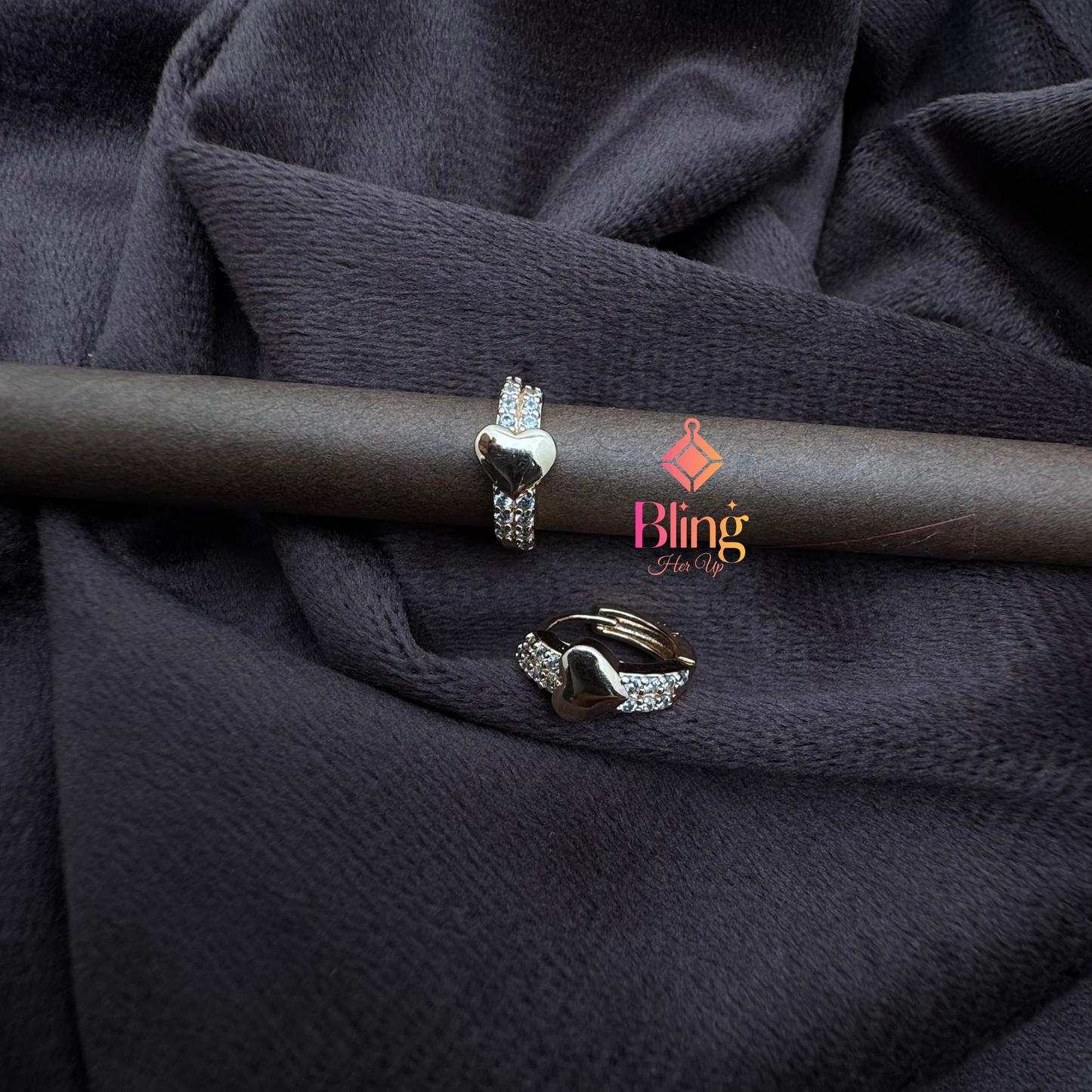 DazzleHeart Anti-Tarnish Huggie Hoops