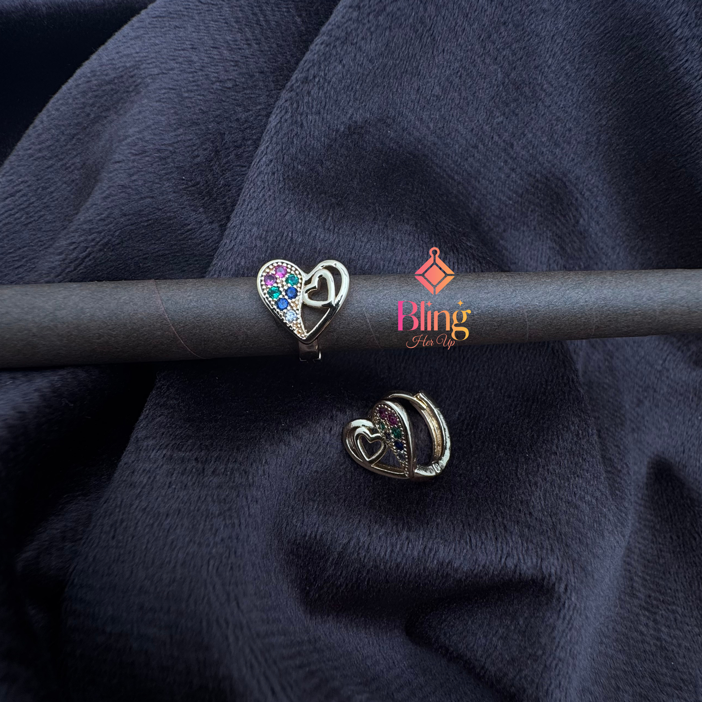 Radiant Heart Rose Gold Hoops – Sparkle in Every Beat