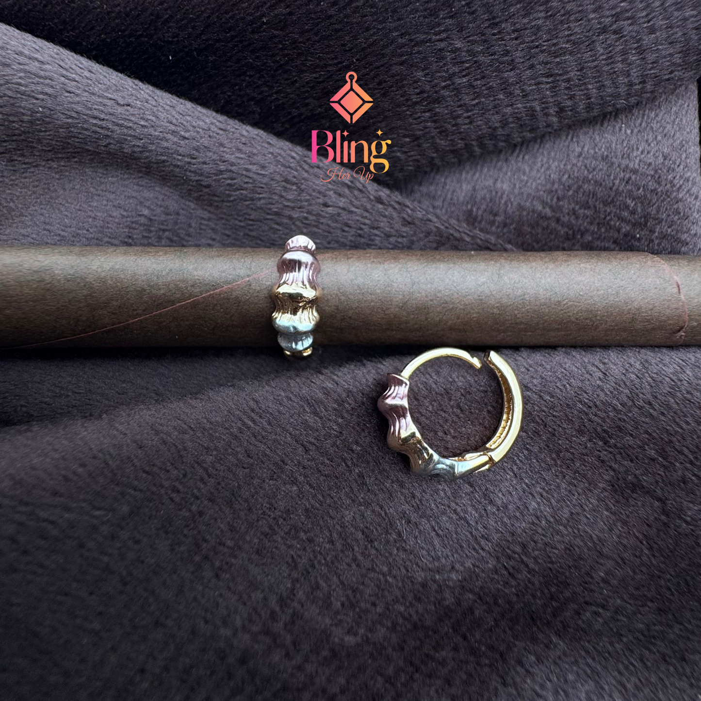 Tri-Tone Ripple Mini Hoops