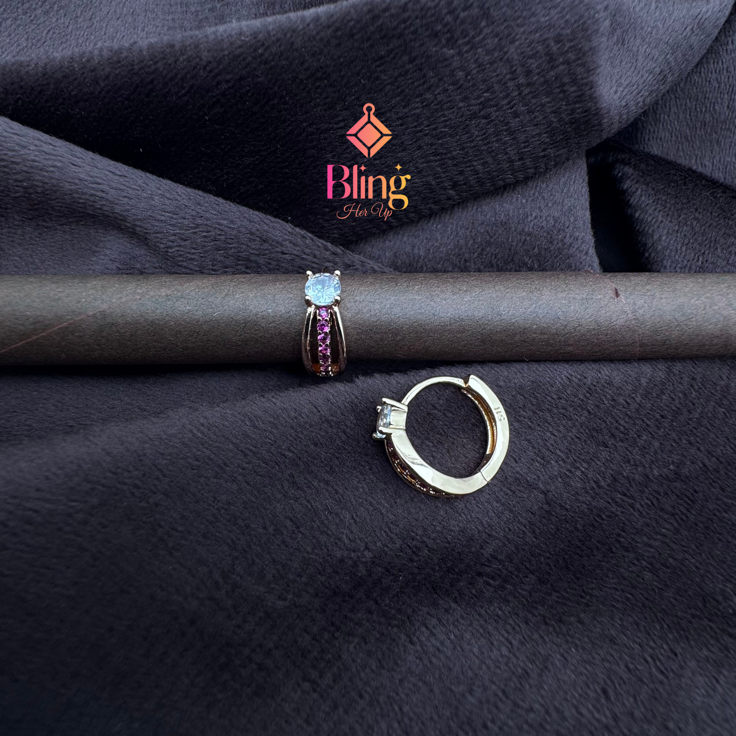 Solitaire Pink Trail Earrinngs