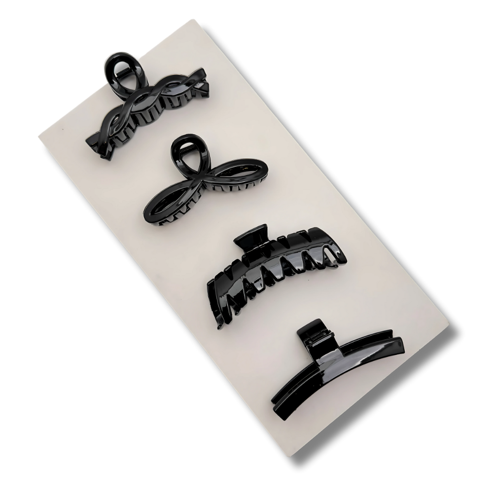 Gleam & Glam: 4-Piece Glossy Hair Clip Set for a Polished, Secure Hold