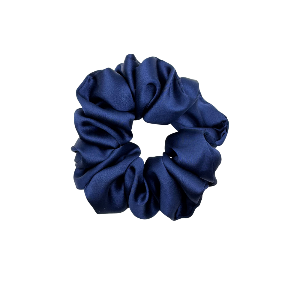 Navy Belle, Deep Navy Blue Color | Silk Satin Scrunchies