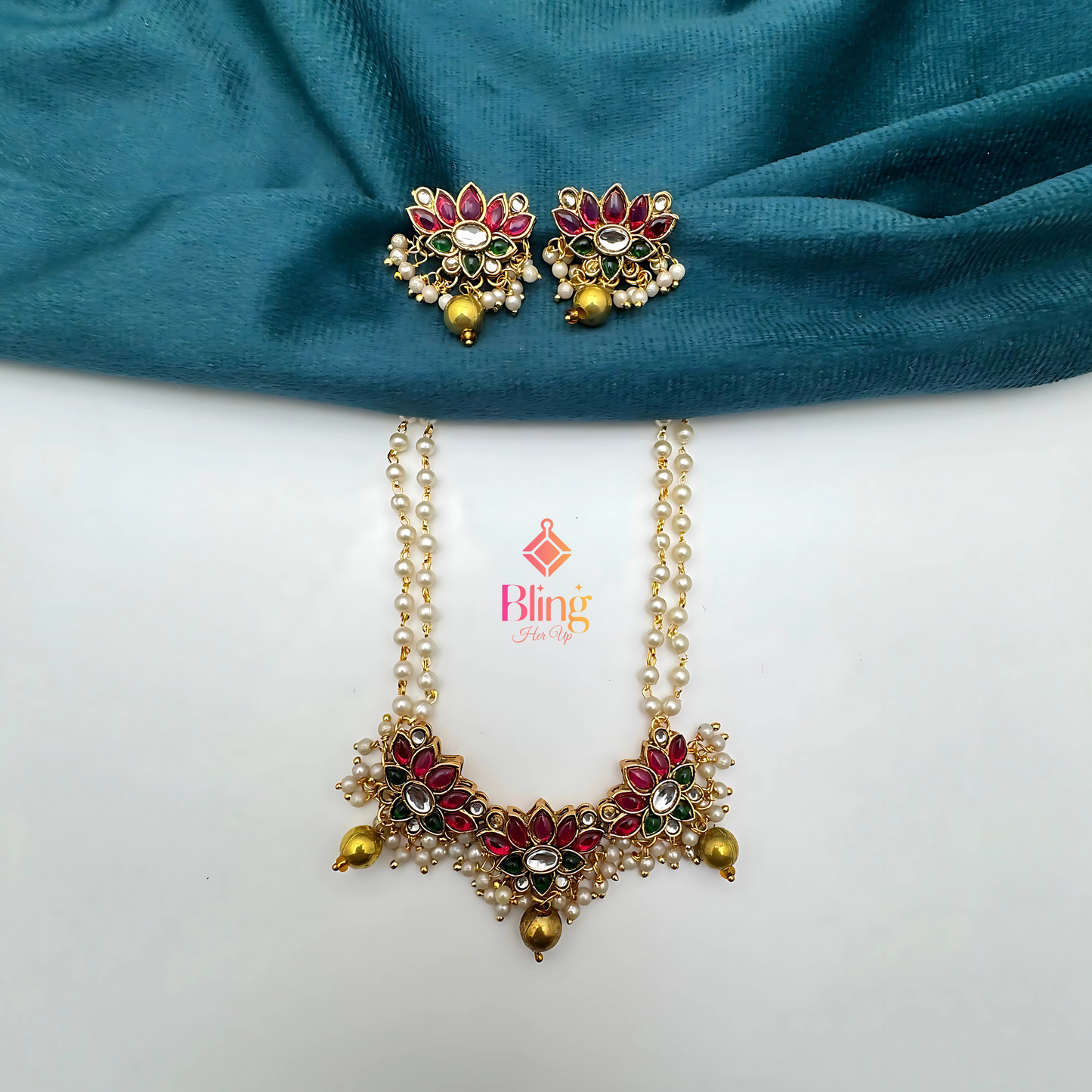 Lotus Leela Pearl-Linked Jewelry Set