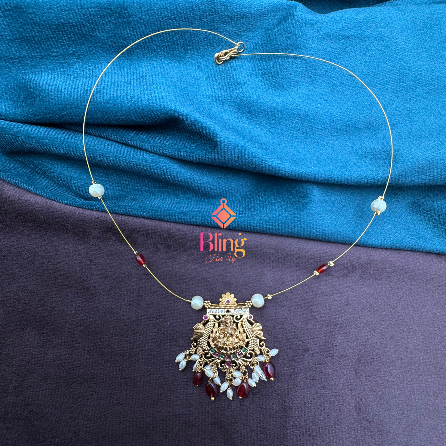 Goddess Lakshmi Pendant on Invisible Gold Chain