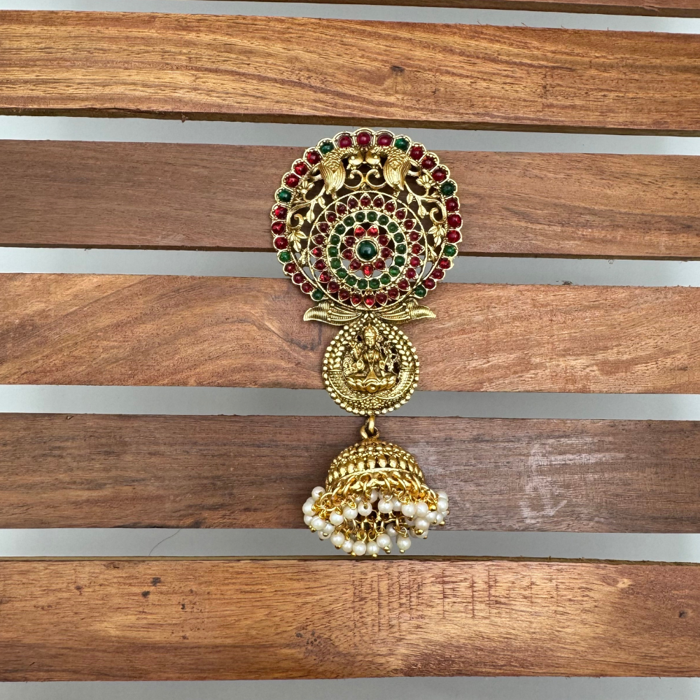 Devi Lakshmi – Gold Plated Matt Finish Traditional Jadai Billa | Hairpins