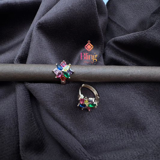 BloomBurst CZ Floral Hoops – Multicolor Magic