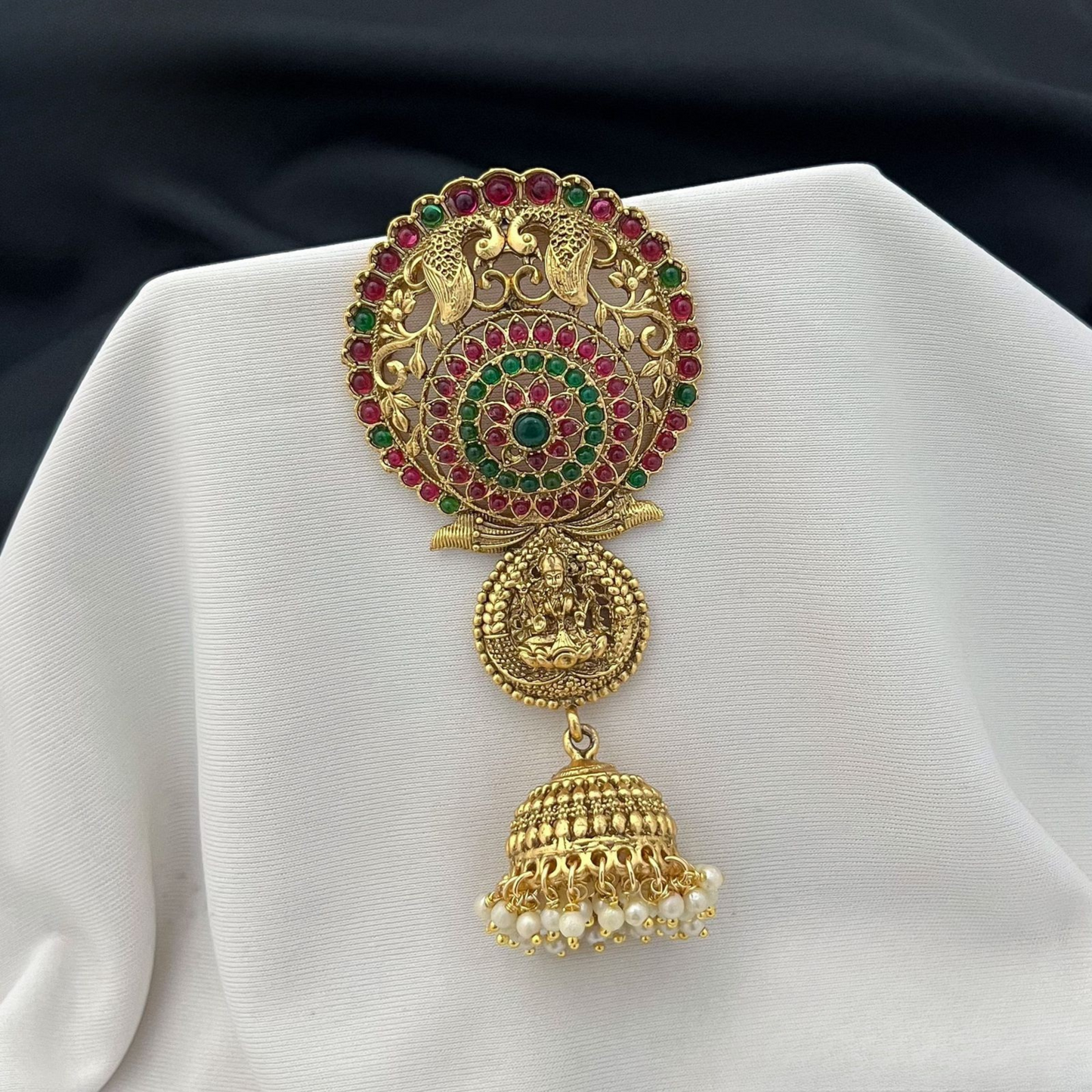 Devi Lakshmi – Gold Plated Matt Finish Traditional Jadai Billa | Hairpins