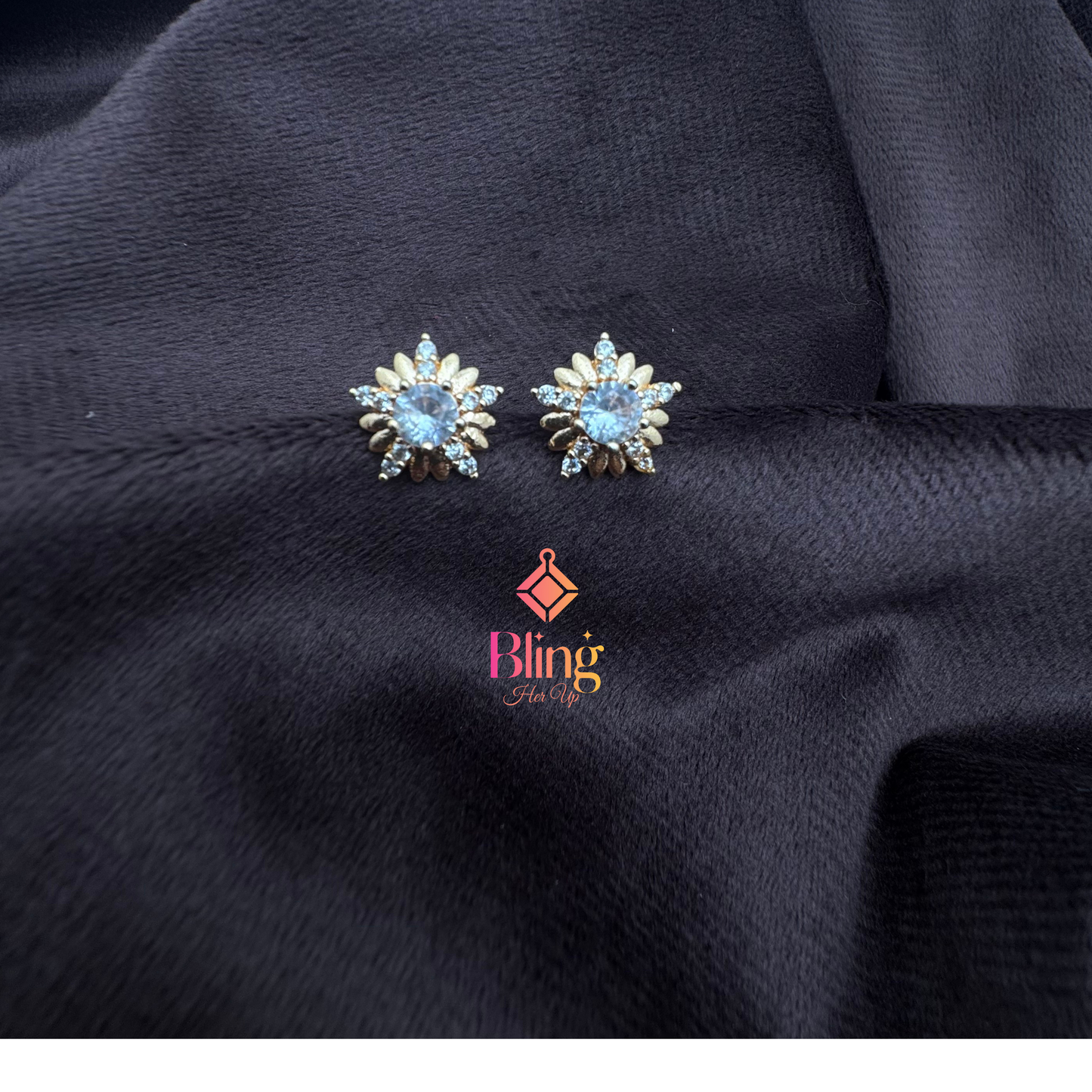 Sunburst Elegance Studs – Crystal Petals, Everyday Grace