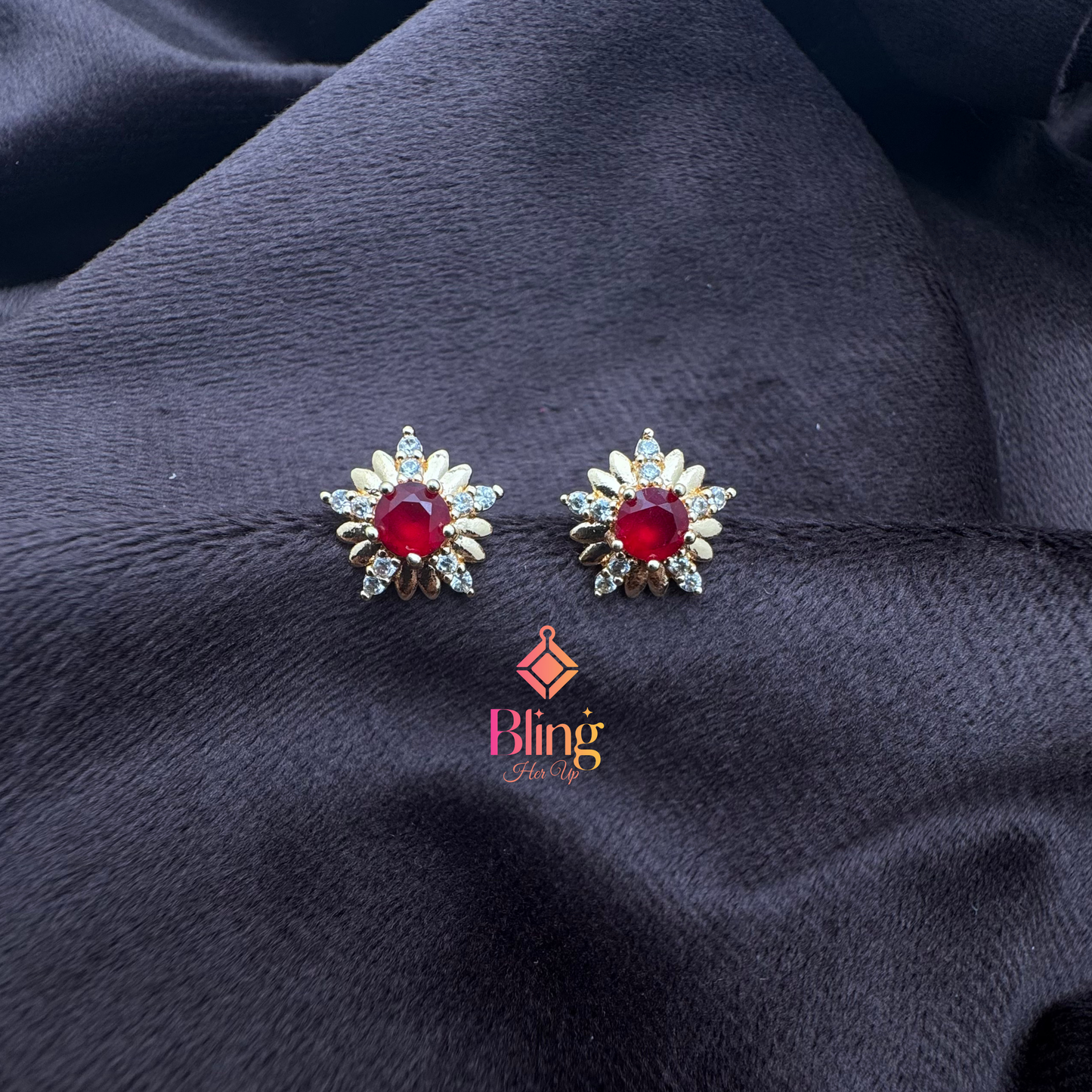 Sunburst Elegance Studs – Crystal Petals, Everyday Grace