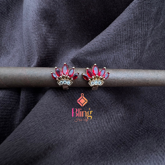 Ruby Crown Rose Gold Studs with Anti-Tarnish Finish