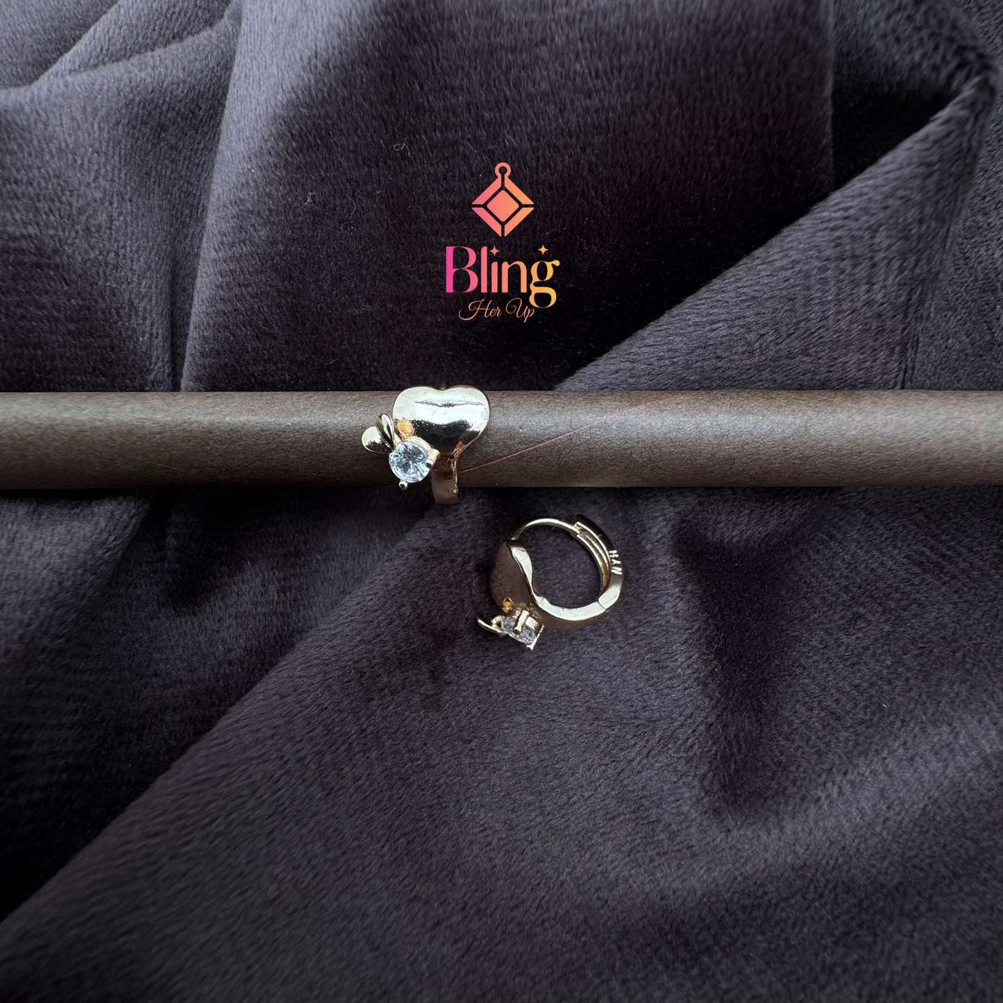 Textured Heart Rose Gold Studs