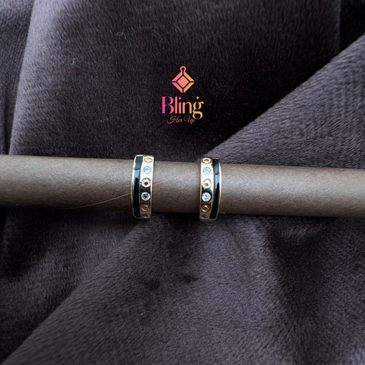 Gleaming Jet Black & Blush Rose Gold Hoops