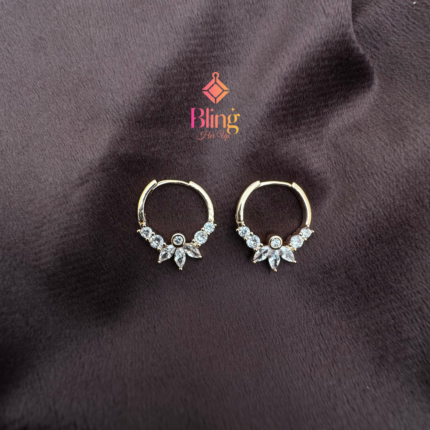 Crystal Bloom Huggie Hoops