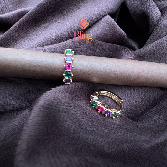 Rainbow Luxe Rose Gold Huggie Earrings