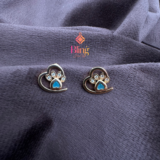 Paw Love Heart Studs in Anti-Tarnish Earrings