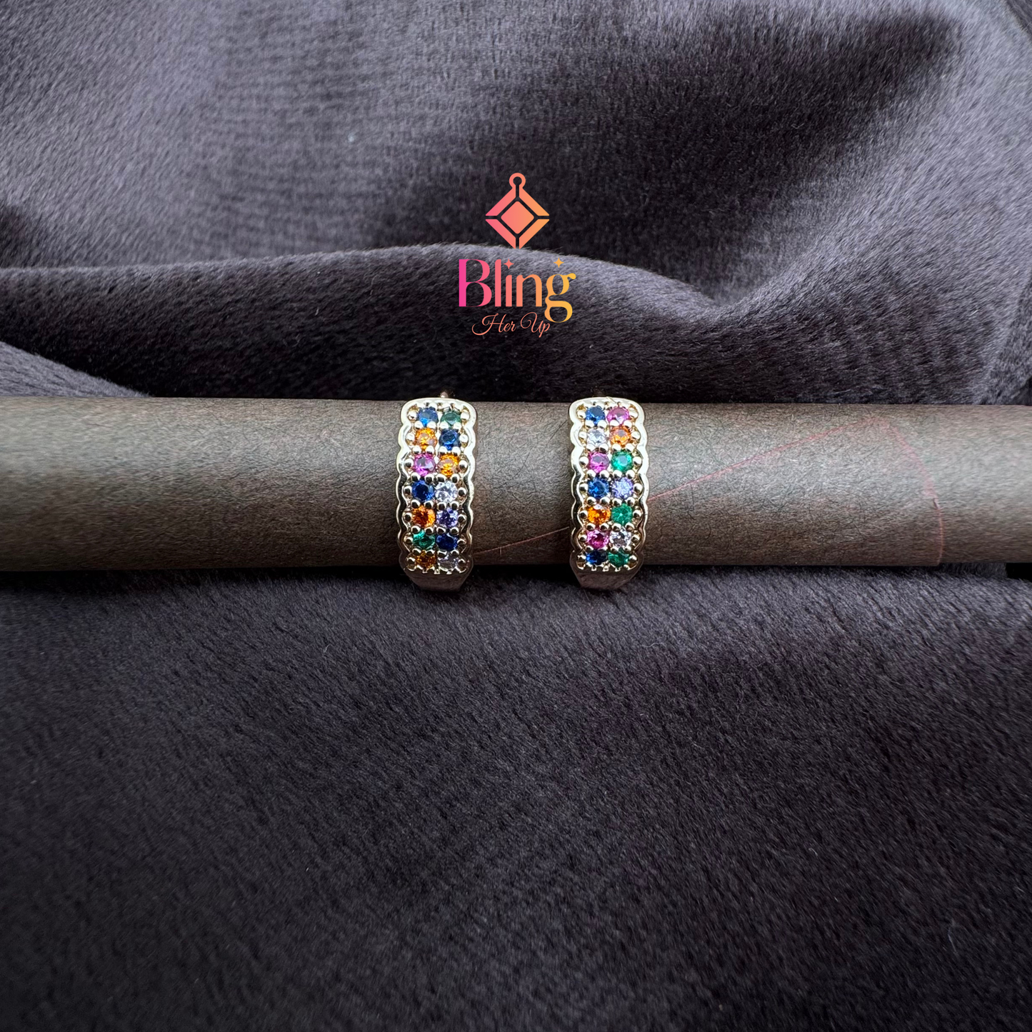 Radiant Rows Rose Gold Hoops