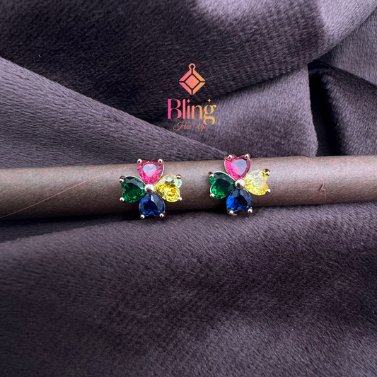 Heart Wing Multi Color Flower Earrings