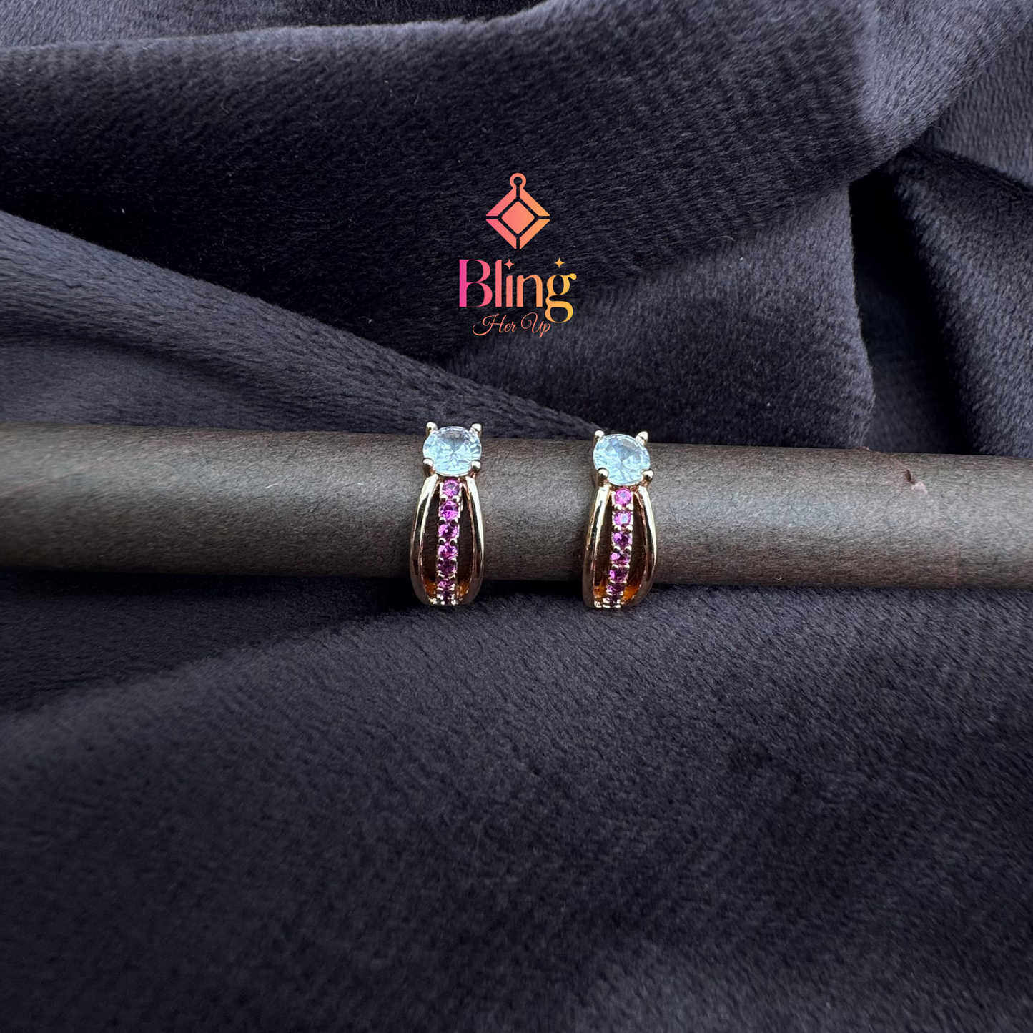 Solitaire Pink Trail Earrinngs