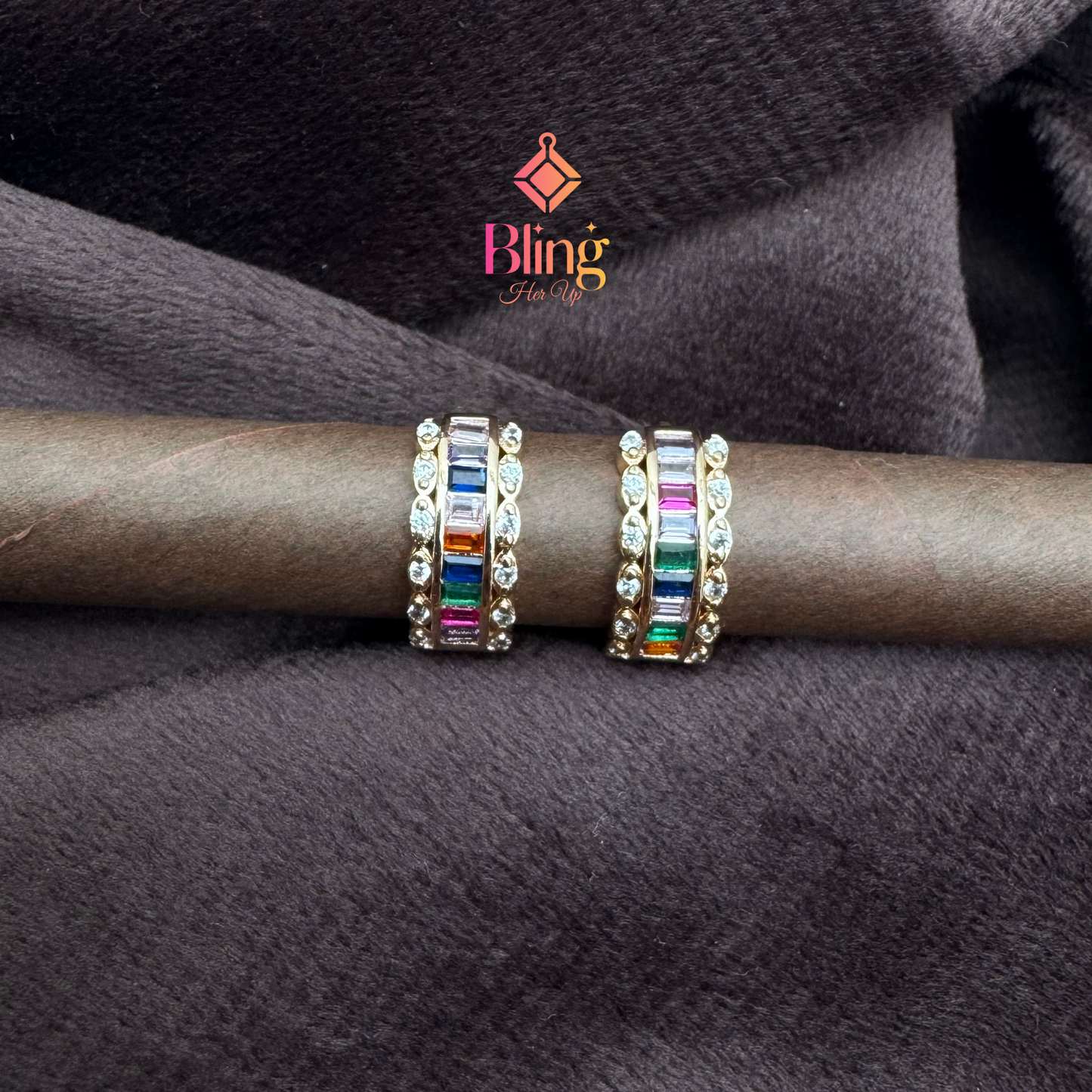 Rainbow Baguette Sparkle Earrings