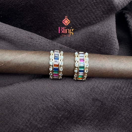 Rainbow Baguette Sparkle Earrings