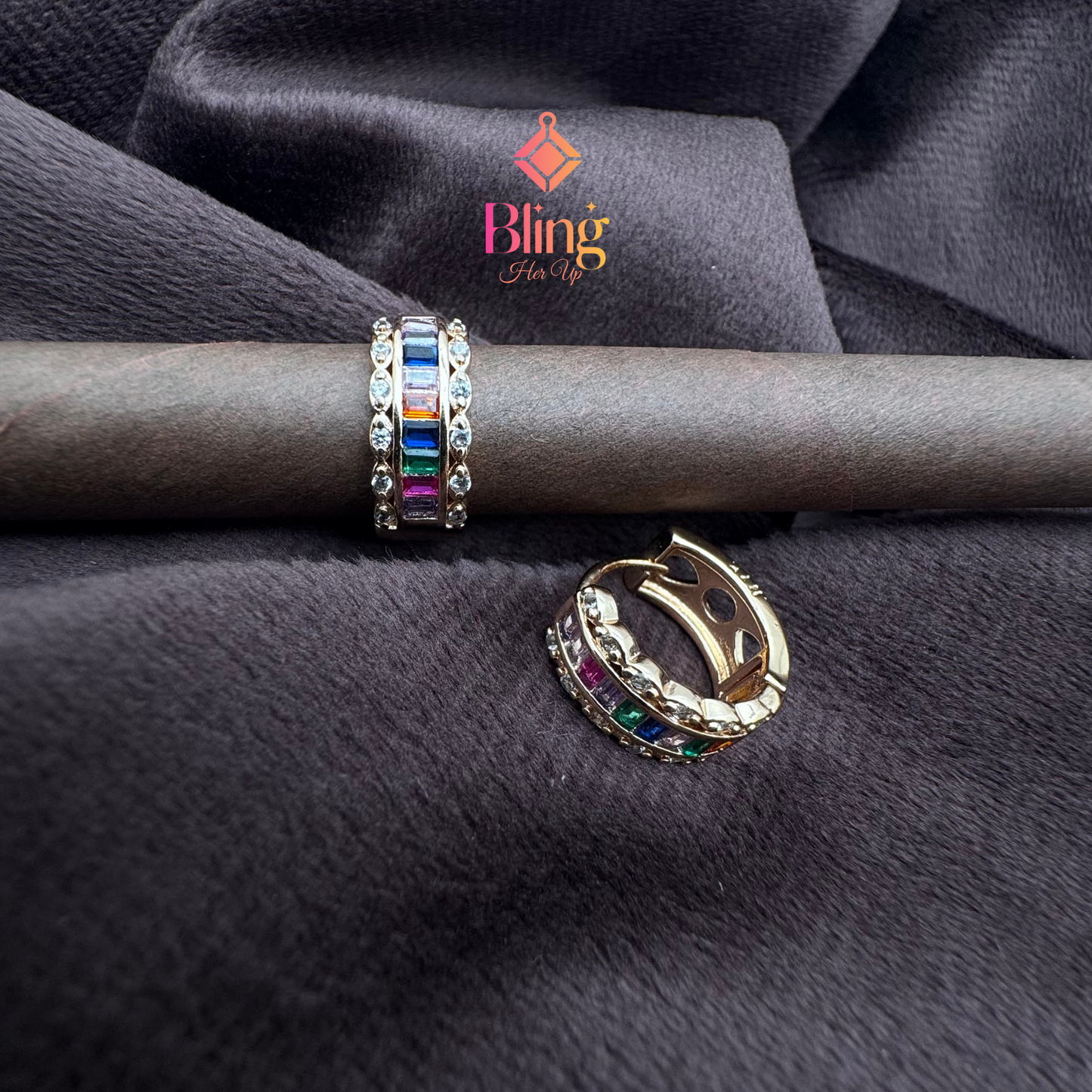 Rainbow Baguette Sparkle Earrings