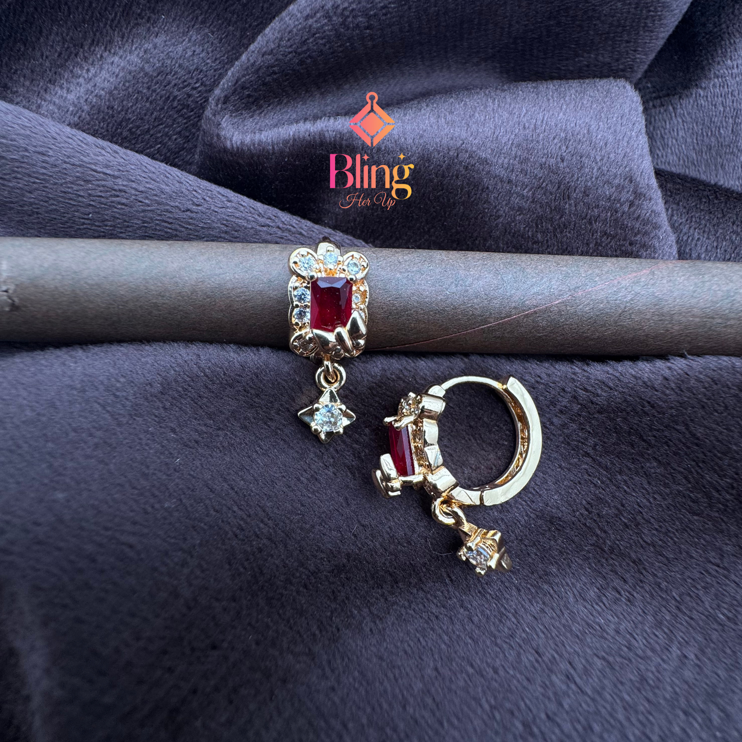 Star Charm Earrings with Butterfly