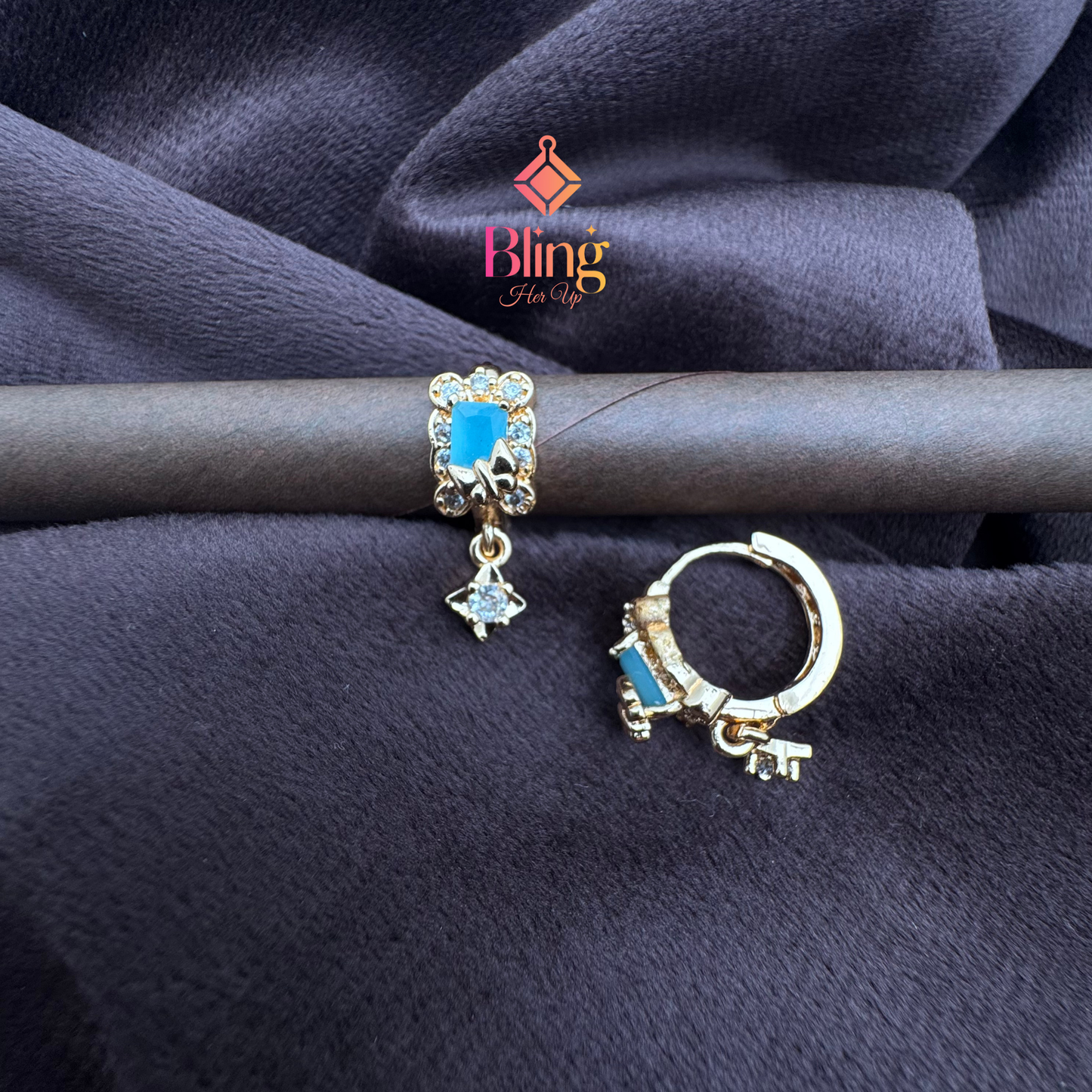 Star Charm Earrings with Butterfly