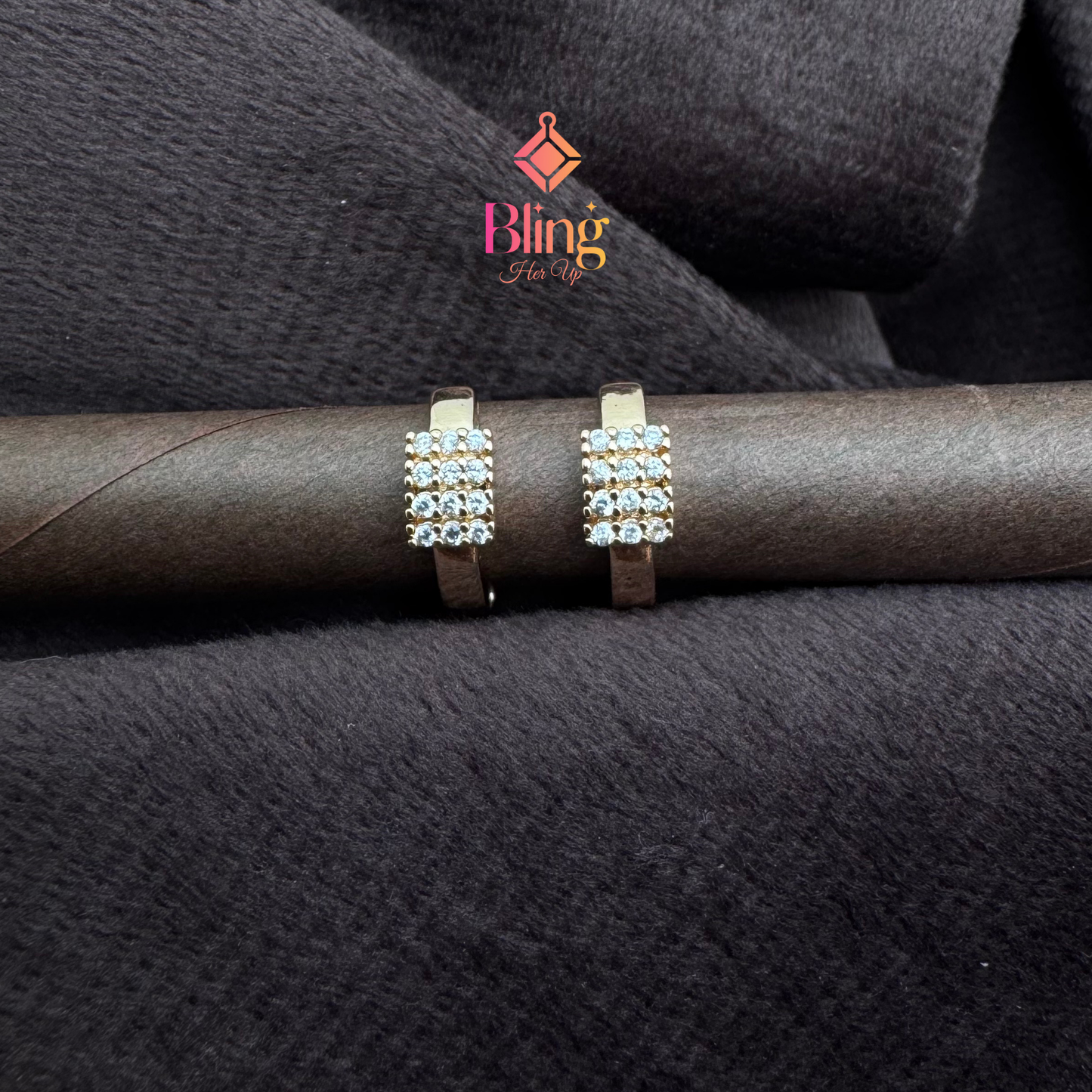 Three-Line Crystal Embellished Earrings