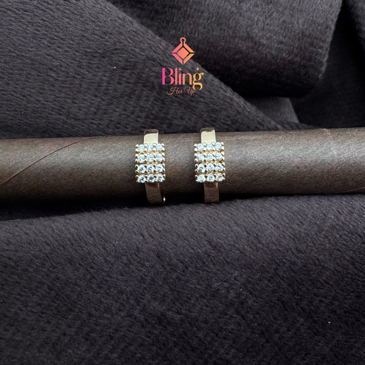 Three-Line Crystal Embellished Earrings