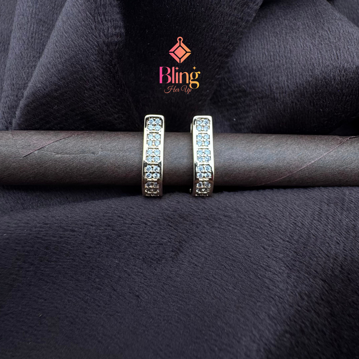 Linear Sparkle CZ Hoops Earrings