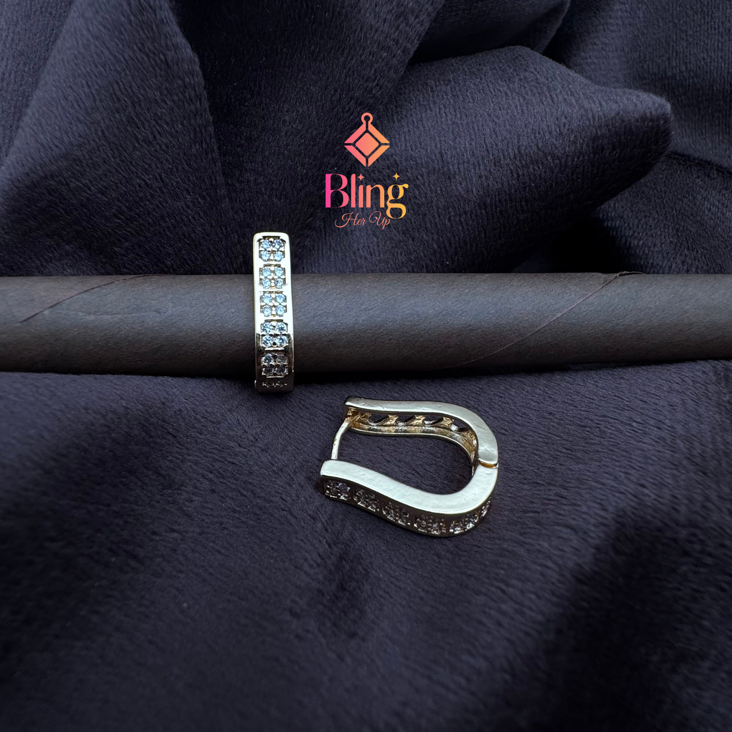 Linear Sparkle CZ Hoops Earrings