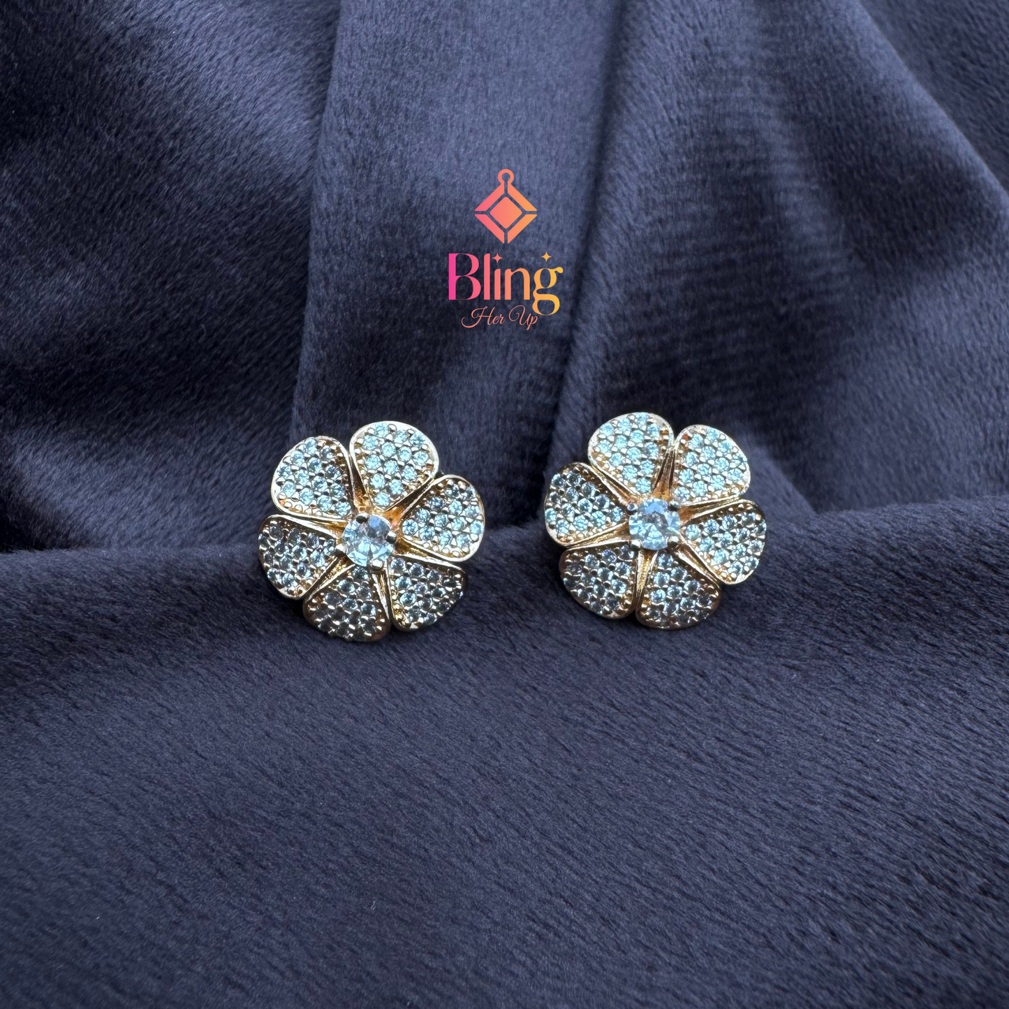 Crystal-Cut Floral Earrings