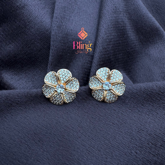 Crystal-Cut Floral Earrings