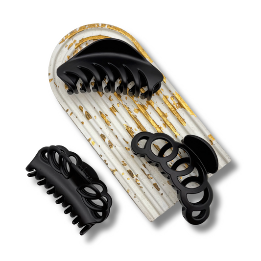 The Sleek Trio: 3-Piece Matte Hair Clip Set for Effortless Style & Strong Hold