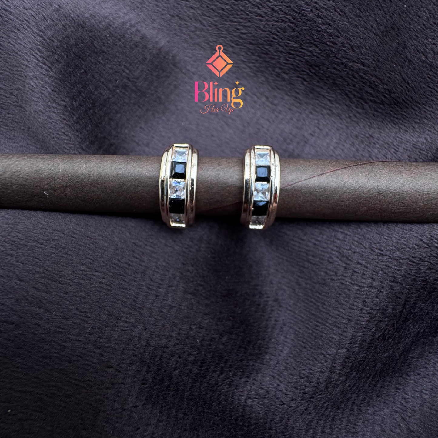 Blush Bold Black-Crystal Earrings