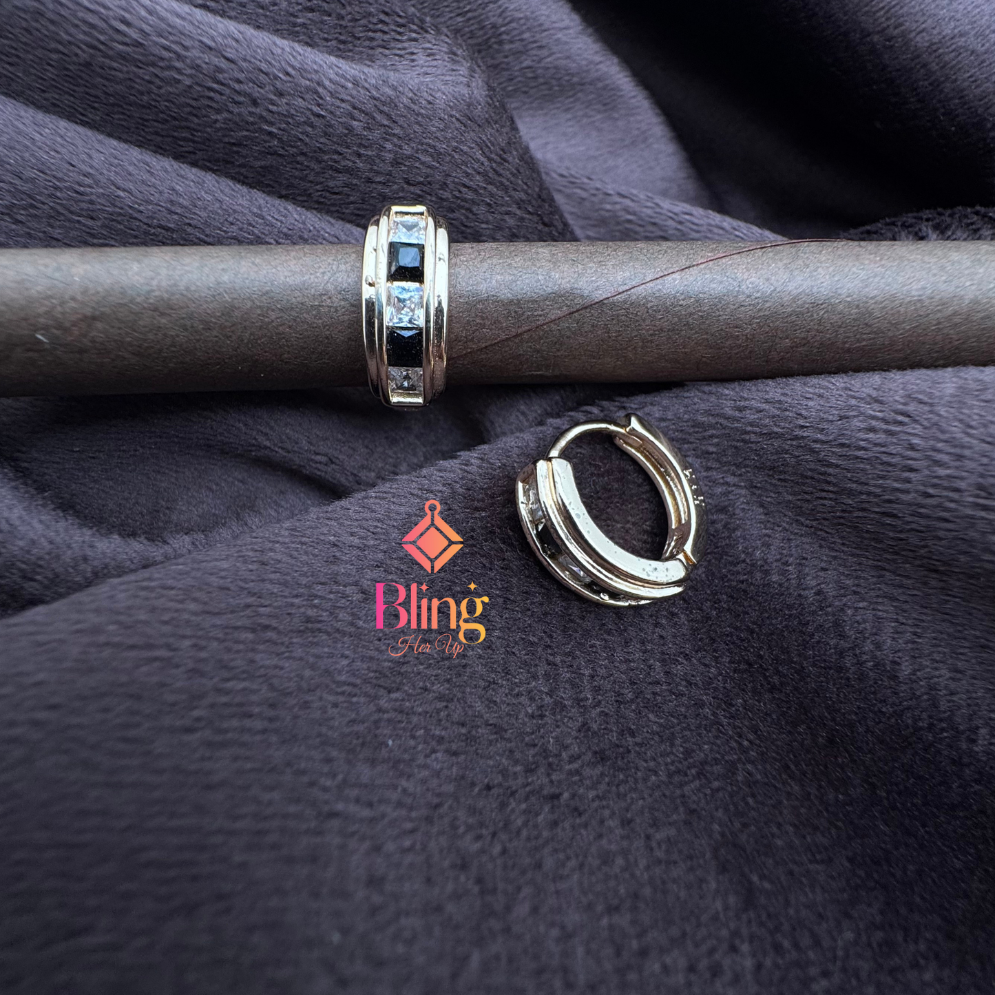 Blush Bold Black-Crystal Earrings