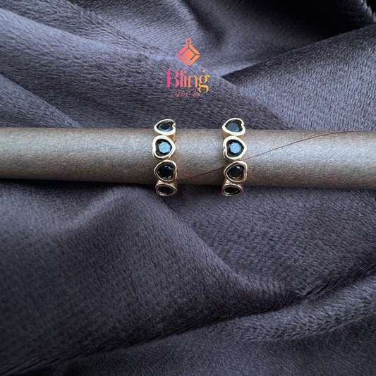 Noir Heart Huggies – Anti-Tarnish Earrings