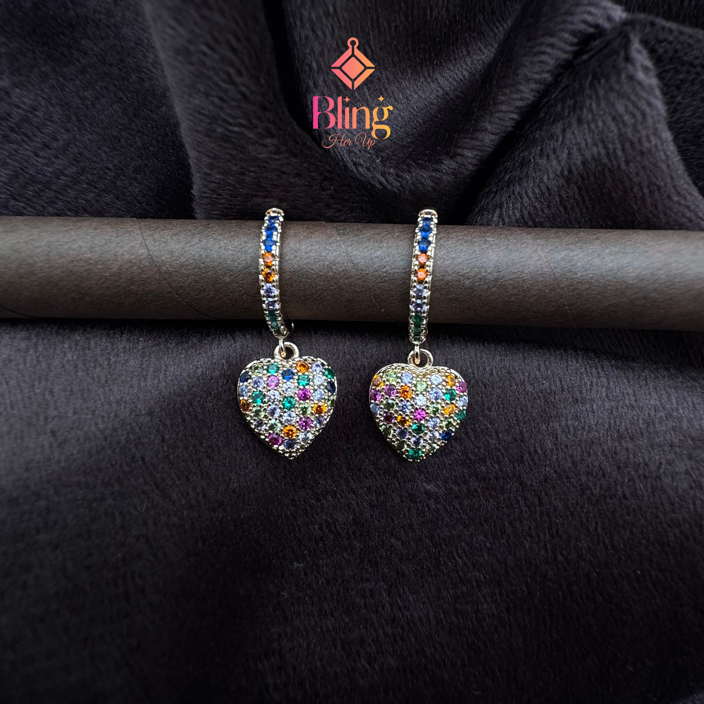 Aurora Heart Charms – Multicolor Earrings