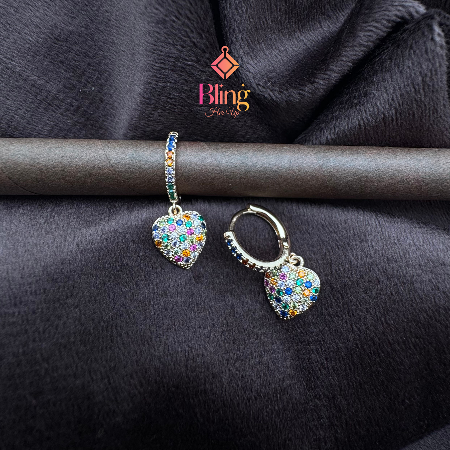 Aurora Heart Charms – Multicolor Earrings