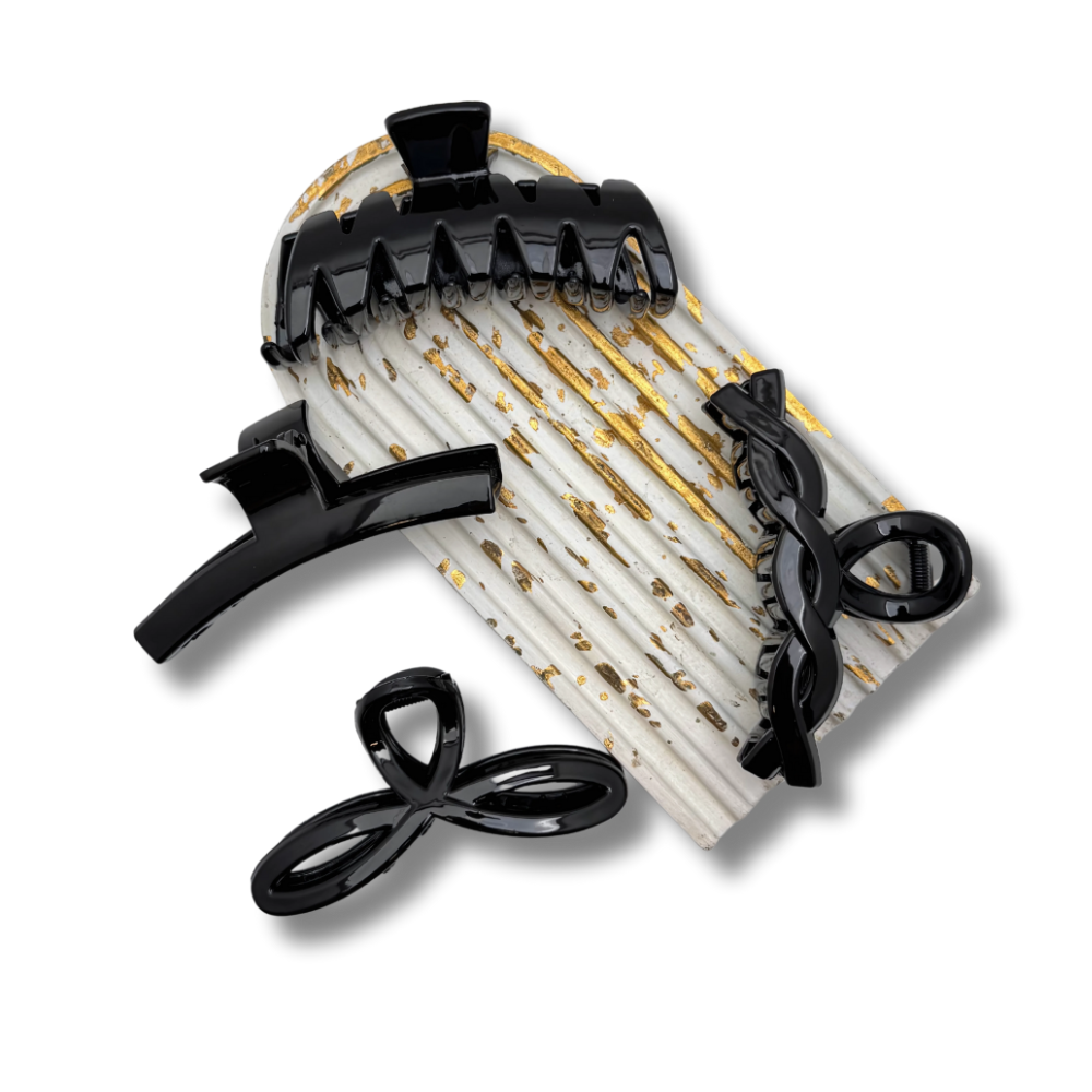 Gleam & Glam: 4-Piece Glossy Hair Clip Set for a Polished, Secure Hold