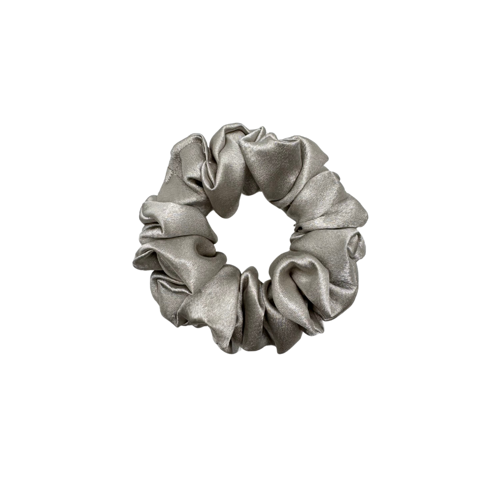 Stardust, Shiny Cool-Toned Gray | Silk Satin Scrunchies