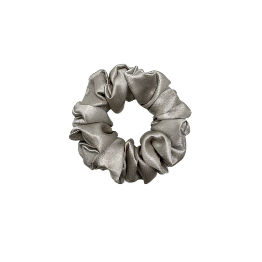 Stardust, Shiny Cool-Toned Gray | Silk Satin Scrunchies
