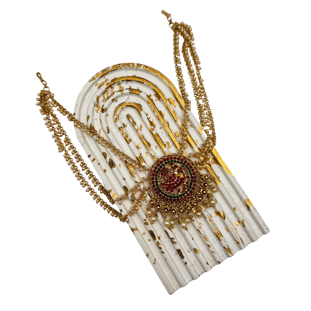 Mayura Elegance – Gold Plated Matt Finish Peacock Jadai Billa | Hairpins