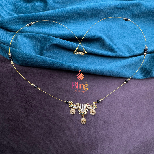 Tilak-Peacock Pendant on Lightweight Illusion Chain