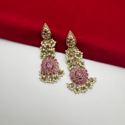 Twilight Bloom – Pearl Drop Floral Earrings